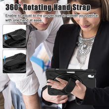 Load image into Gallery viewer, ProElite Cover for Apple iPad Air 13 inch M3/M2 2025/2024 Case, Rugged 3 Layer Armor case for Apple iPad Air 13 M3/M2 2025/2024 with Apple Pencil Holder, Hand Grip and Rotating Kickstand, Black