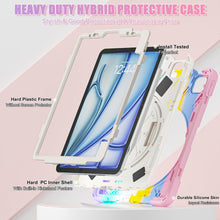 Load image into Gallery viewer, ProElite Cover for Apple iPad Air 13 inch M3/M2 2025/2024 Case, Rugged 3 Layer Armor case for Apple iPad Air 13 M3/M2 2025/2024 with Apple Pencil Holder, Hand Grip and Rotating KickStand, Rainbow Pink