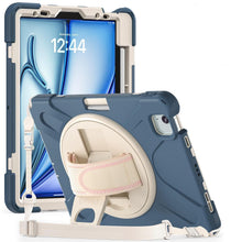 Load image into Gallery viewer, ProElite Rugged 3 Layer Armor case for Apple iPad Air 11 M3/M2 2025/2024/iPad Air 5th/4th Gen 10.9/iPad Pro 11 4th/3rd Gen with Apple Pencil Holder, Hand Grip and Rotating Kickstand, Cornflower Blue