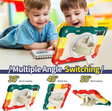 Load image into Gallery viewer, ProElite for Redmi Pad SE case, Rugged 3 Layer Armor case cover for Redmi Pad SE 11 inch with Hand Grip and Rotating KickStand with Shoulder Strap, Rainbow Red