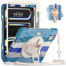 Load image into Gallery viewer, ProElite Cover for Apple iPad Pro 11 2024/2025 M4/M5 Case, Rugged 3 Layer Armor case Cover for iPad Pro 11 inch M4/M5 2024/2025 with Apple Pencil Holder, Shoulder Strap and Kickstand, Rainbow Blue
