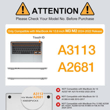 Load image into Gallery viewer, ProElite Case for MacBook Air 13.6 inch Case 2022 2023 2024 2025 Release M4/M3 A3113 M2 A2681 with Touch ID,Heavy Duty Honeycomb Hard Shell with Slim TPU Bumper and Fold Kickstand, Grey