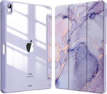 Load image into Gallery viewer, ProElite Case Cover for Apple iPad Air 13 inch M3/M2 2025/2024 Cover, Transparent Smart Flip Cover for iPad Air 13 inch M3/M2 2025/2024 with Pencil Holder, Marble Purple