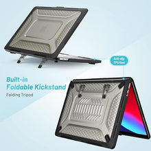 Load image into Gallery viewer, ProElite Case for MacBook Pro 13 inch Case M2 2024, 2023, 2022-2016 A2338 M1 A2251 A2289 A2159 A1989 A1708 A1706, Heavy Duty Honeycomb Hard Shell with Slim TPU Bumper and Fold Kickstand, Black