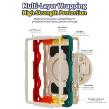 Load image into Gallery viewer, ProElite for Redmi Pad SE case, Rugged 3 Layer Armor case cover for Redmi Pad SE 11 inch with Hand Grip and Rotating KickStand with Shoulder Strap, Rainbow Red