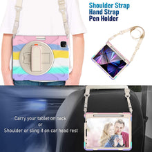 Load image into Gallery viewer, ProElite Rugged 3 Layer Armor case cover for Apple iPad Air 11 M3/M2 , iPad Air 5th/4th Gen 10.9 inch with Hand Grip, Pencil holder and Rotating KickStand, Rainbow