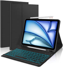 Load image into Gallery viewer, ProElite Keyboard case for Apple iPad Air 11 M3/M2 2025/2024/Pro 11" 4/3rd Gen & Air 5th/4th Gen 10.9" with Pencil Holder, Detachable Wireless Bluetooth Keyboard Built-in 7-Colors Backlit, Dark Green