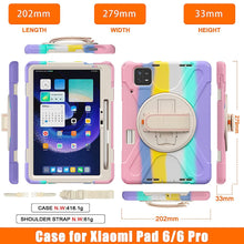 Load image into Gallery viewer, ProElite Rugged 3 Layer Armor case Cover for Xiaomi Mi Pad 6 11inch with Hand Grip and Rotating Kickstand with Shoulder Strap & Pen Holder, Rainbow Pink