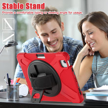 Load image into Gallery viewer, ProElite Rugged 3 Layer Armor case for Apple iPad Air 11 M3/M2 2025/2024/iPad Air 5th/4th Gen 10.9/iPad Pro 11 4th/3rd Gen with Apple Pencil Holder, Hand Grip and Rotating Kickstand, Red