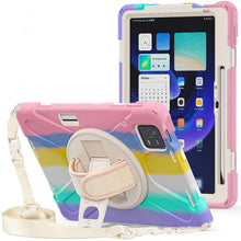 Load image into Gallery viewer, ProElite Rugged 3 Layer Armor case Cover for Xiaomi Mi Pad 6 11inch with Hand Grip and Rotating Kickstand with Shoulder Strap & Pen Holder, Rainbow Pink