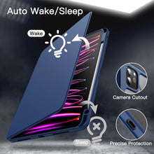 Load image into Gallery viewer, ProElite Rotating Case for Apple iPad Air 13 inch 2025/2024 M3/M2 with Pencil Holder, 360 Degree Rotation Protective Stand Cover Clear Back for iPad Air 13 M3/M2, Auto Wake/Sleep, Dark Blue