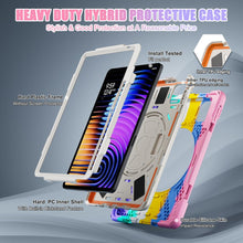 Load image into Gallery viewer, ProElite Cover for Xiaomi Mi Pad 7/7 Pro 11.2 inch Case, Rugged 3 Layer Armor case for Xiaomi Mi Pad 7/7 Pro with Hand Grip and Rotating Kickstand with Shoulder Strap & Pen Holder, Rainbow Pink