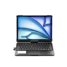Load image into Gallery viewer, {Refurbished} ProElite 360 Degree Rotatable Wireless Bluetooth TouchPad Keyboard Case Cover for Apple iPad Air 13 inch M3/M2 2025/2024 & iPad Pro 12.9 5th/6th Gen, Built-in 7-Colors Backlit, Black