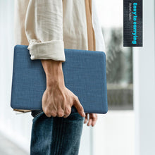 Load image into Gallery viewer, ProElite Case for MacBook Air 15 Case 2023 2024 2025 Release M4 M3 A3114 M2 A2941 with Touch ID, Fabric Material Hard Shell with Slim TPU Bumper and Fold Kickstand, Navy