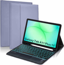 Load image into Gallery viewer, ProElite TouchPad Keyboard case for Galaxy Tab A11 Plus 11 inch with S Pen Holder, Magnetic Detachable Wireless Bluetooth TouchPad Keyboard Built-in 7-Colors Backlit, Lavender