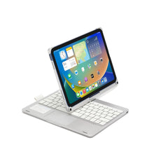 Load image into Gallery viewer, ProElite Rotatable Wireless Bluetooth TouchPad Keyboard flip case Cover for Apple iPad (A16) 11th/10th Generation 2025/2022, Built-in 7-Colors Backlit, Silver