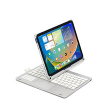 Load image into Gallery viewer, {Refurbished} ProElite Rotatable Wireless Bluetooth TouchPad Keyboard flip case Cover for Apple iPad (A16) 11th/10th Generation 2025/2022, Built-in 7-Colors Backlit, Silver