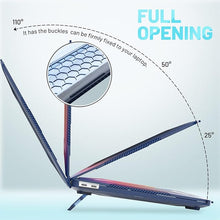 Load image into Gallery viewer, ProElite Transparent Case for MacBook Air 13" M2 2025/2024 M1 2021 2020 Release A2337 A2179 A1932 Model Touch ID, Heavy Duty Honeycomb Hard Shell with Slim TPU Bumper and Fold Kickstand, Dark Blue