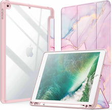Load image into Gallery viewer, ProElite Smart Flip Case Cover for Apple iPad 9.7 inch 2018/2017 5th 6th Generation, Clear Soft Back with Pencil Holder, Marble Pink