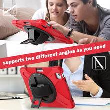 Load image into Gallery viewer, ProElite Rugged 3 Layer Armor case for Apple iPad Air 11 M3/M2 2025/2024/iPad Air 5th/4th Gen 10.9/iPad Pro 11 4th/3rd Gen with Apple Pencil Holder, Hand Grip and Rotating Kickstand, Red