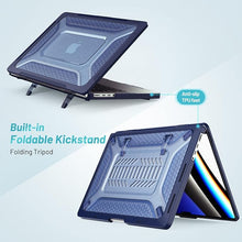 Load image into Gallery viewer, ProElite Case for MacBook Pro 14 inch Case 2025 2024 2023 2022 2021 M5/M4 M3/ A2918 A2992 M2 A2779 M1 A2442 Pro Max,Heavy Duty Honeycomb Hard Shell with Slim TPU Bumper and Fold Kickstand, Dark Blue