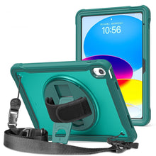 Load image into Gallery viewer, ProElite Cover for iPad (A16) 11th/10th Gen (2025/2022) Case, Rugged Shockproof Armor case for iPad 11th/10th Gen with Hand Grip and Rotating Kickstand (Transparent Back) Should Strap, Midnight Green
