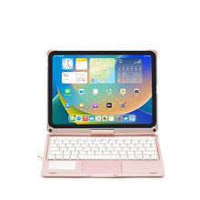 Load image into Gallery viewer, {Refurbished}ProElite Rotatable Bluetooth TouchPad Keyboard case Cover for iPad Air 11 inch M3/M2 2025/2024, Pro 11 inch 4th/3rd Gen 2022/2021 & Air 5th/4th Gen 10.9 inch, Built-in 7-Colors Backlit, Rose Gold