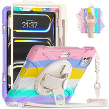 Load image into Gallery viewer, ProElite Cover for Apple iPad Pro 13 inch M4/M5 Case, Rugged 3 Layer Armor case Cover for iPad Pro 13 inch M4/M5 2024/2025 with Apple Pencil Holder, Shoulder Strap and Kickstand, Rainbow Pink