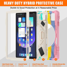 Load image into Gallery viewer, ProElite Rugged 3 Layer Armor case Cover for Xiaomi Mi Pad 6 11inch with Hand Grip and Rotating Kickstand with Shoulder Strap & Pen Holder, Rainbow Pink