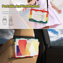 Load image into Gallery viewer, ProElite for Redmi Pad SE case, Rugged 3 Layer Armor case cover for Redmi Pad SE 11 inch with Hand Grip and Rotating KickStand with Shoulder Strap, Rainbow Red