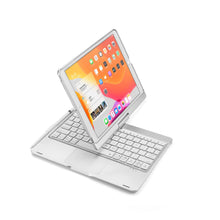 Load image into Gallery viewer, ProElite Rotatable Wireless Bluetooth TouchPad Keyboard flip case Cover for Apple iPad 10.2 inch 9th/8th/7th Generation, Built-in 7-Colors Backlit, Silver