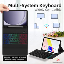Load image into Gallery viewer, ProElite TouchPad Keyboard case for Samsung Galaxy Tab A9 Plus 11 inch with S Pen Holder, Magnetic Detachable Wireless Bluetooth TouchPad Keyboard Built-in 7-Colors Backlit, Lavender