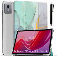 Load image into Gallery viewer, ProElite Case Cover for Lenovo idea Tab 11 inch Cover, Smart Flip Case Lenovo idea Tab 11 inch 2025 Tablet Translucent Back with Stylus Pen, Marble Green