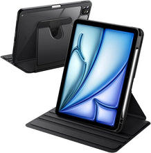 Load image into Gallery viewer, ProElite Rotating Case for Apple iPad Air 13 inch 2025/2024 M3/M2 with Pencil Holder, 360 Degree Rotation Protective Stand Cover Clear Back for iPad Air 13 M3/M2, Auto Wake/Sleep, Black