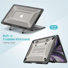 Load image into Gallery viewer, ProElite Case for MacBook Air 13.6 inch Case 2022 2023 2024 2025 Release M4/M3 A3113 M2 A2681 with Touch ID,Heavy Duty Honeycomb Hard Shell with Slim TPU Bumper and Fold Kickstand, Black