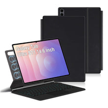 Load image into Gallery viewer, ProElite Magnetic Bluetooth TouchPad Keyboard case for Samsung Galaxy Tab S11 Ultra 14.6 inch Tablet, Floating Cantilever Design, Keyboard with Built-in Colourful Backlit, Black