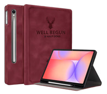 Load image into Gallery viewer, ProElite Case Cover for Samsung Galaxy Tab S10 Lite 10.9"/ Tab S9 FE 10.9 inch/Tab S10 FE/Tab S9 11 inch Case, Deer Flip case Cover with S Pen Holder, Wine Red