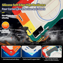 Load image into Gallery viewer, ProElite for Redmi Pad SE case, Rugged 3 Layer Armor case cover for Redmi Pad SE 11 inch with Hand Grip and Rotating KickStand with Shoulder Strap, Rainbow Red