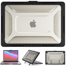 Load image into Gallery viewer, ProElite Case for MacBook Pro 13 inch Case M2 2024, 2023, 2022-2016 A2338 M1 A2251 A2289 A2159 A1989 A1708 A1706, Heavy Duty Honeycomb Hard Shell with Slim TPU Bumper and Fold Kickstand, Black