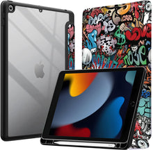 Load image into Gallery viewer, ProElite Case Cover for Apple iPad 10.2 inch Case, Smart Flip Case Cover for Apple iPad 10.2 inch 2021 9th/8th/7th Gen, Clear Soft Back with pencil holder, Hippy