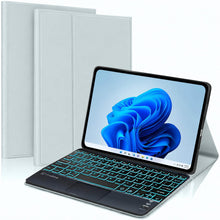 Load image into Gallery viewer, ProElite TouchPad Keyboard case for Microsoft Surface Pro 3/Pro 4/Pro 5/Pro 6/Pro7/Pro 7+, Magnetic Detachable Wireless Bluetooth TouchPad Keyboard (Built-in 7-Colors Backlit), ICY Blue