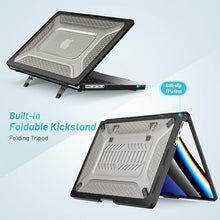 Load image into Gallery viewer, ProElite Case for MacBook Pro 14 inch Case 2025 2024 2023 2022 2021 M5/M4/M3 A2918 A2992 M2 A2779 M1 A2442 Pro Max,Heavy Duty Honeycomb Hard Shell with Slim TPU Bumper and Fold Kickstand, Black