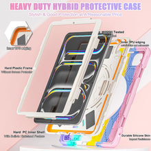 Load image into Gallery viewer, ProElite Cover for Apple iPad Pro 11 2024/2025 M4/M5 Case, Rugged 3 Layer Armor case Cover for iPad Pro 11 inch M4/M5 2024/2025 with Apple Pencil Holder, Shoulder Strap and Kickstand, Rainbow Pink