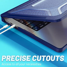 Load image into Gallery viewer, ProElite Case for MacBook Pro 14 inch Case 2025 2024 2023 2022 2021 M5/M4 M3/ A2918 A2992 M2 A2779 M1 A2442 Pro Max,Heavy Duty Honeycomb Hard Shell with Slim TPU Bumper and Fold Kickstand, Dark Blue