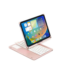 Load image into Gallery viewer, ProElite Rotatable Wireless Bluetooth TouchPad Keyboard flip case Cover for Apple iPad (A16) 11th/10th Generation 2025/2022, Built-in 7-Colors Backlit, Rose Gold