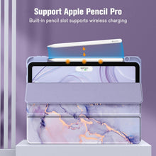 Load image into Gallery viewer, ProElite Case Cover for Apple iPad Air 13 inch M3/M2 2025/2024 Cover, Transparent Smart Flip Cover for iPad Air 13 inch M3/M2 2025/2024 with Pencil Holder, Marble Purple