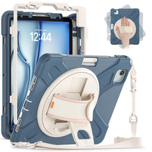 Load image into Gallery viewer, ProElite Rugged 3 Layer Armor case for Apple iPad Air 11 M3/M2 2025/2024/iPad Air 5th/4th Gen 10.9/iPad Pro 11 4th/3rd Gen with Apple Pencil Holder, Hand Grip and Rotating Kickstand, Cornflower Blue