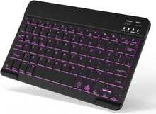 Load image into Gallery viewer, ProElite Ultra-Slim Bluetooth Keyboard Upto 11.5 inch Portable Mini Wireless Rechargeable Keyboard for Apple iPad, iPhone, Samsung/Lenovo Tablets, iPadOS/iOS/Android Built-in 7-Colors Backlit, Black