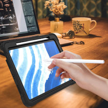 Load image into Gallery viewer, ProElite Cover for iPad Air 11 inch M3/M2 2025/2024 & Air 10.9 5th/4th Gen, Rugged Shockproof Heavy Duty Back Case Cover for iPad Air 11 inch M3/M2 2025/2024 2025/2024 with Apple Pencil Holder, Black
