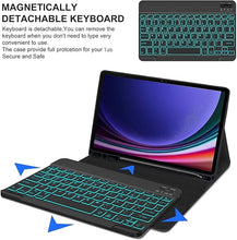 Load image into Gallery viewer, ProElite Keyboard case for Samsung Galaxy Tab S9 Ultra/S10 Ultra 14.6 inch with S Pen Holder, Magnetic Detachable Wireless Bluetooth Keyboard Built-in 7-Colors Backlit, Black